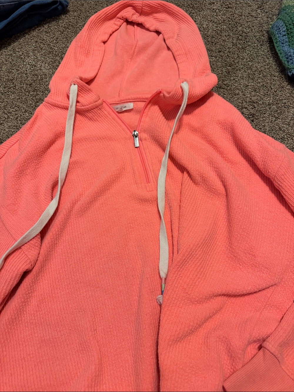 Women’s Coral Half-Zip Hooded Pullover Sweatshirt